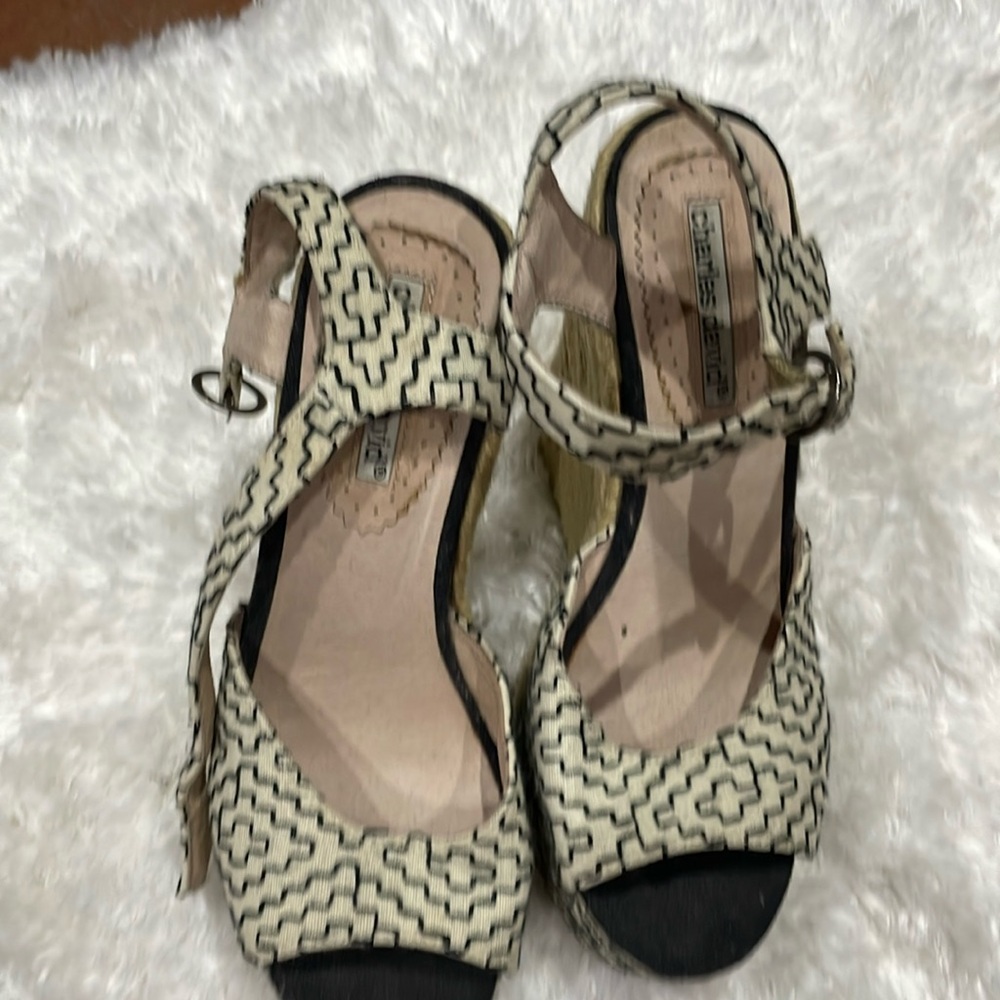 Cream and black heels perfect for summer